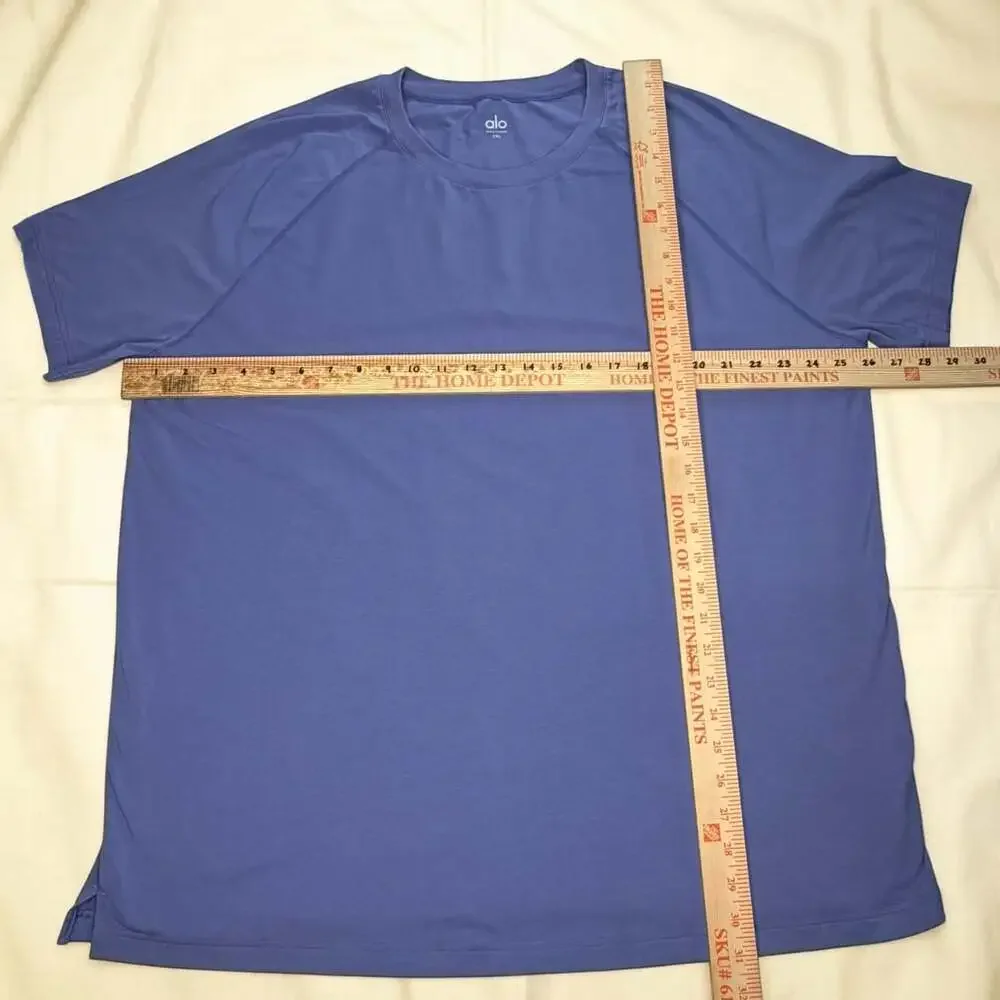 Alo Yoga Triumph Crewneck Raglan Short Sleeve T-Shirt Blue 2XL